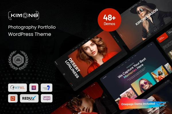 Kimono photography portfolio WordPress theme preview