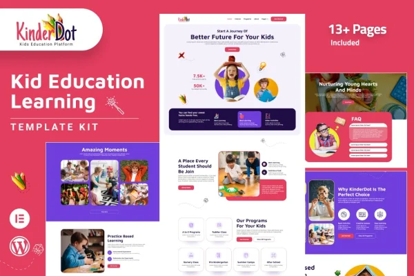 Kinderdot kindergarten and pre-school Elementor template kit preview