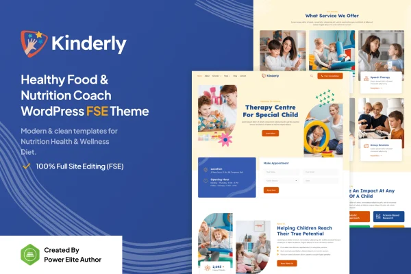 Kinderly child therapist and psychologist WordPress theme preview