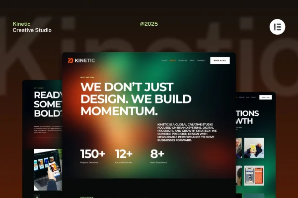 Kinetic creative studio Elementor template kit cover image