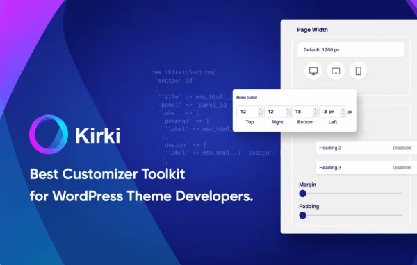 Kirki Pro WordPress customization plugin banner