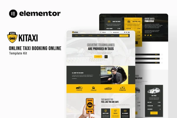 Kitaxi taxi booking Elementor template kit cover image