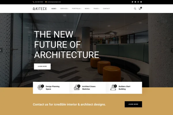 Kitecx architecture and interior design WordPress theme preview
