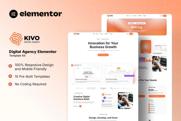 Kivo digital agency Elementor template kit cover image