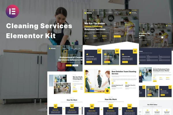 Klinta cleaning services Elementor template kit preview