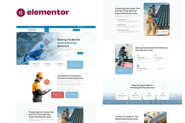 Knopee roofing and canopy services Elementor template kit preview