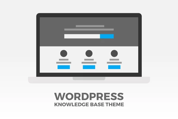 Knowledge Base WordPress theme preview showing a help center layout with search