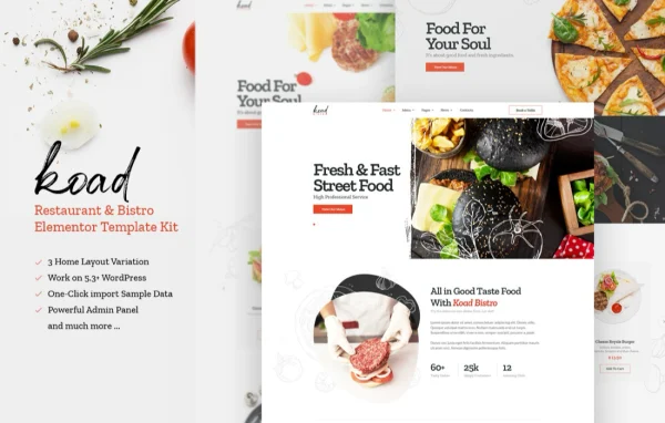 Koad restaurant and bistro WordPress theme preview