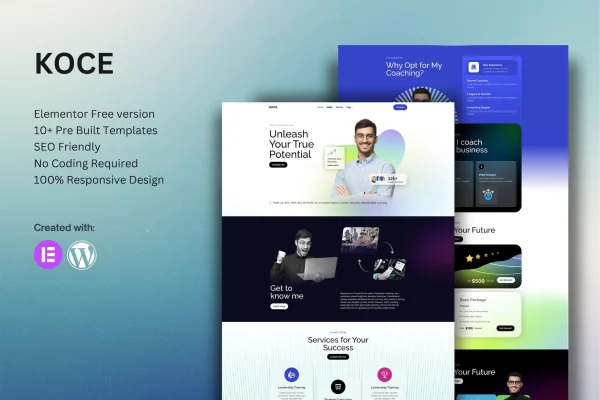 Koce life coach and motivator Elementor template kit preview