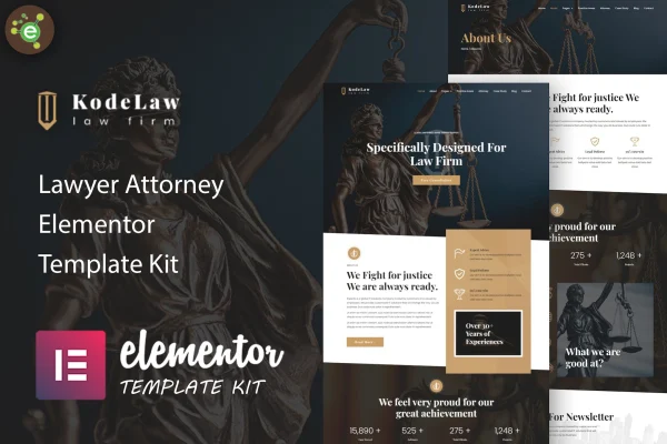 Kodelaw lawyer and attorney Elementor template kit preview