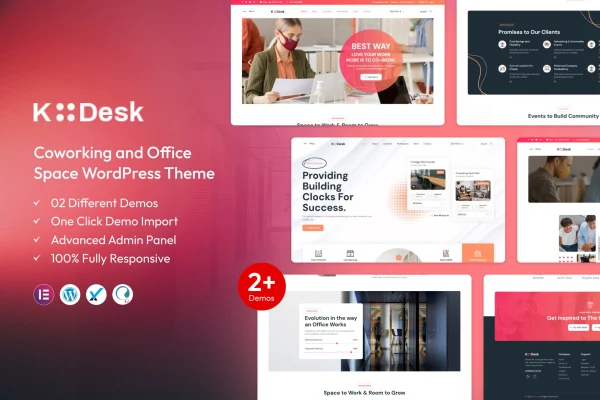 Kodesk coworking and office space WordPress theme preview