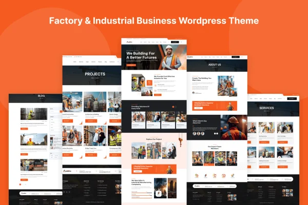 Konstic construction WordPress theme preview showing a contractor website homepage