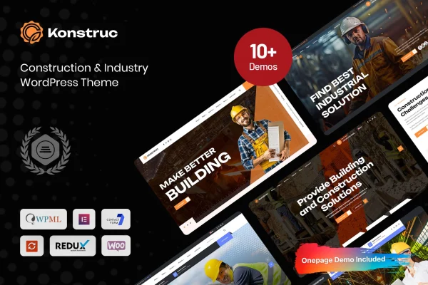 Konstruc construction and industry WordPress theme preview