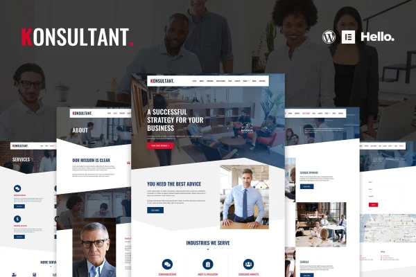 Konsultant consultancy firm Elementor template kit preview