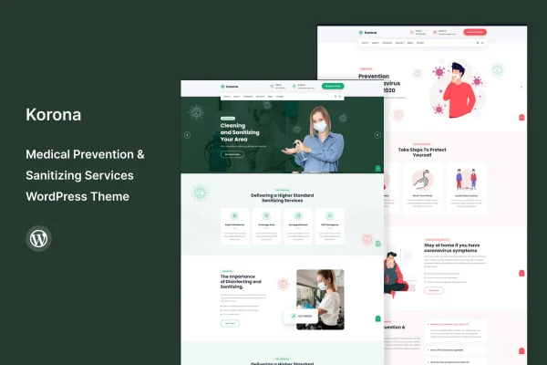 Korona medical and sanitizing services WordPress theme preview