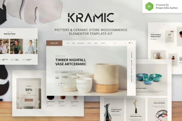 Kramic pottery and ceramic store Elementor template kit preview