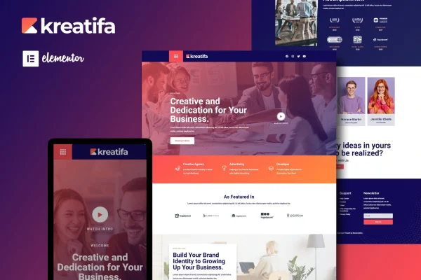 Kreatifa creative digital agency Elementor template kit preview