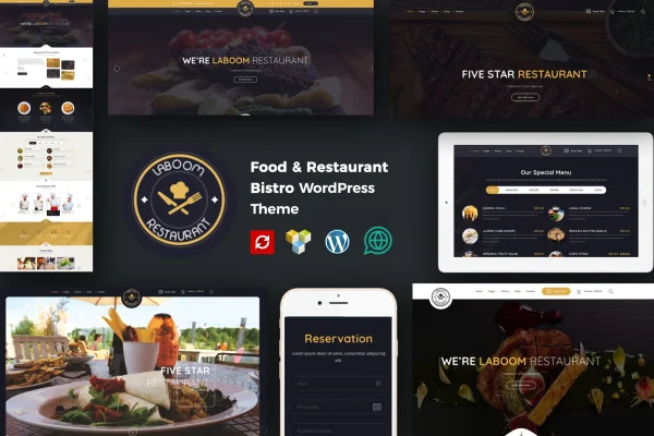 La Boom food and restaurant bistro WordPress theme preview