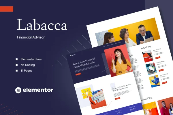 Labacca financial advisor Elementor template kit preview