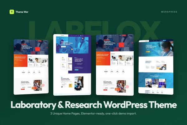 Labflox laboratory and research WordPress theme preview