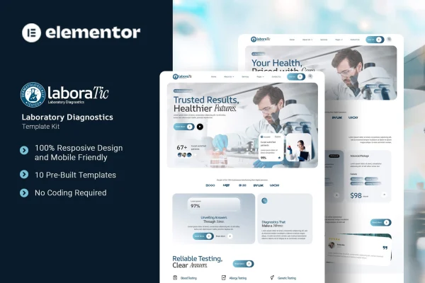 Laboratic laboratory diagnostics Elementor template kit preview