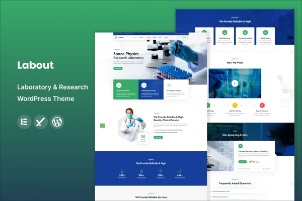 Labout laboratory and research WordPress theme preview
