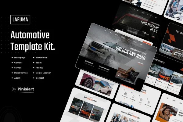 Lafuma car rental and auto dealer Elementor template kit cover image