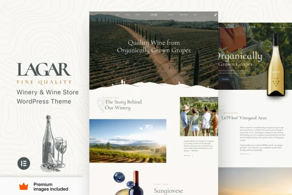 Lagar winery WooCommerce theme preview with wine shop layout