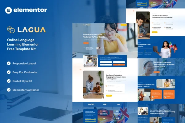 Lagua language course and learning center Elementor template kit preview