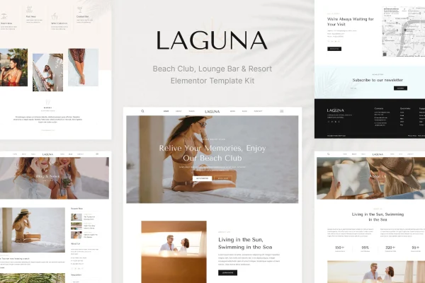 Laguna beach club and resort Elementor template kit preview