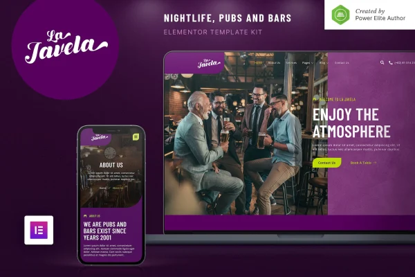 LaJavela bar, pub and nightlife Elementor template kit preview