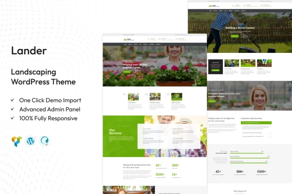 Lander landscaping WordPress theme preview