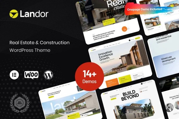 Landor real estate and construction WordPress theme preview
