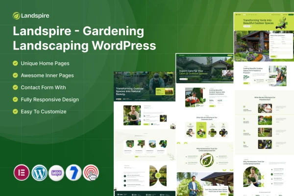 Landspire gardening and landscaping WordPress theme preview
