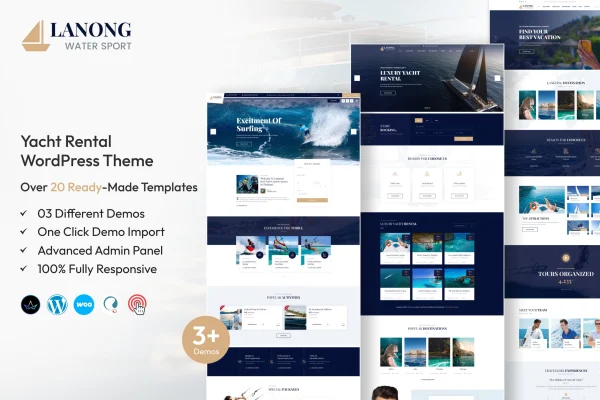 Lanong yacht rental WordPress theme preview
