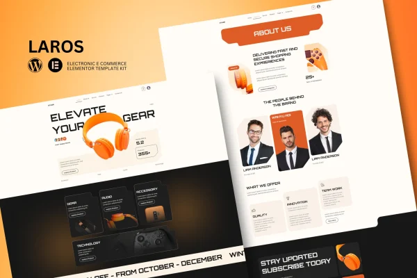 Laros electronics store Elementor template kit preview