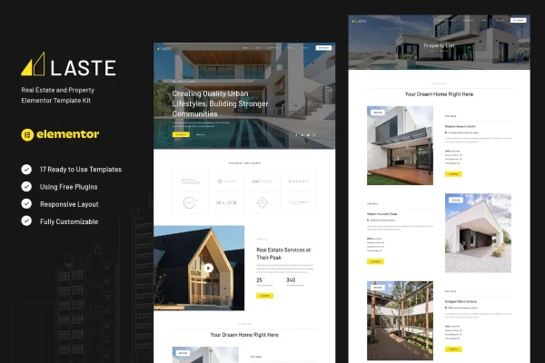 Laste real estate and property Elementor template kit preview