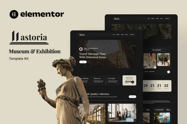 Lastoria museum and exhibition Elementor template kit preview
