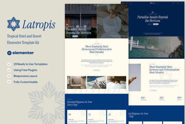 Latropis tropical hotel and resort Elementor template kit preview