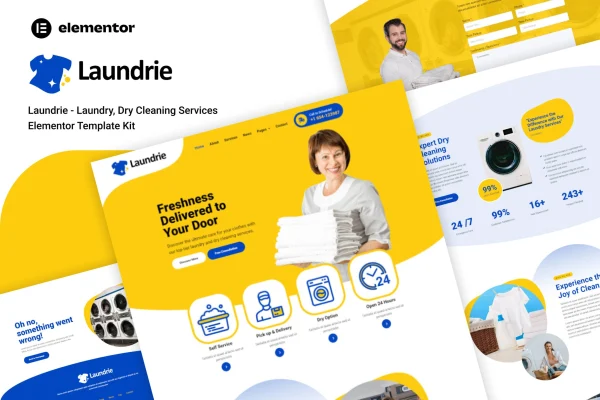 Laundrie laundry and dry cleaning Elementor template kit preview