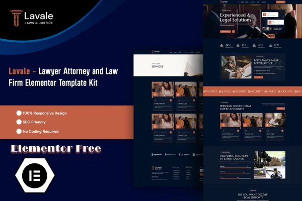 Lavale law firm Elementor template kit preview