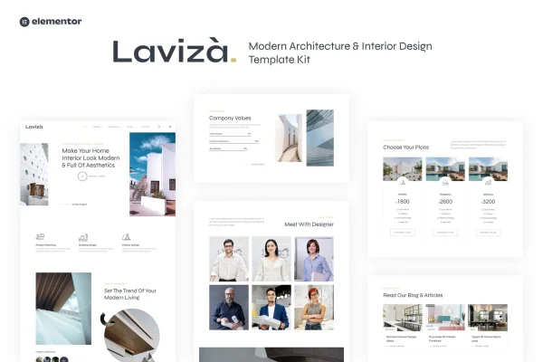 Laviza architecture and interior design Elementor template kit preview