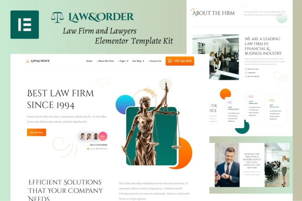 Law & Order law firm Elementor template kit preview