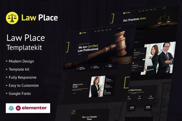 Law Place legal and law firm Elementor template kit preview