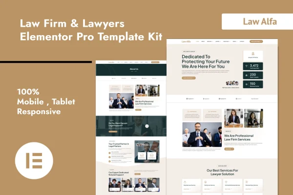 LawAlfa law firm and lawyers Elementor Pro template kit preview