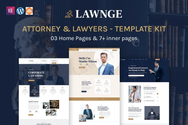 Lawgne attorney and lawyers Elementor template kit preview