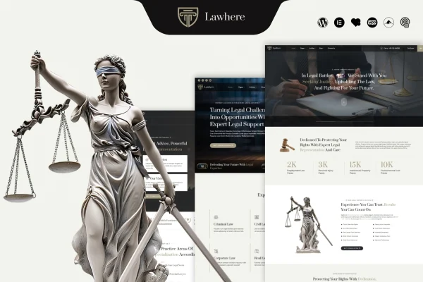 Lawhere lawyer and attorney WordPress theme preview