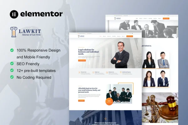 Lawkit attorney law firm Elementor template kit preview