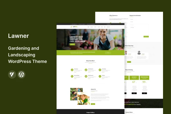 Lawner gardening and landscaping WordPress theme preview