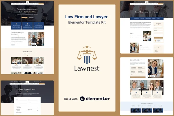 Lawnest law firm and lawyer Elementor Pro template kit cover image